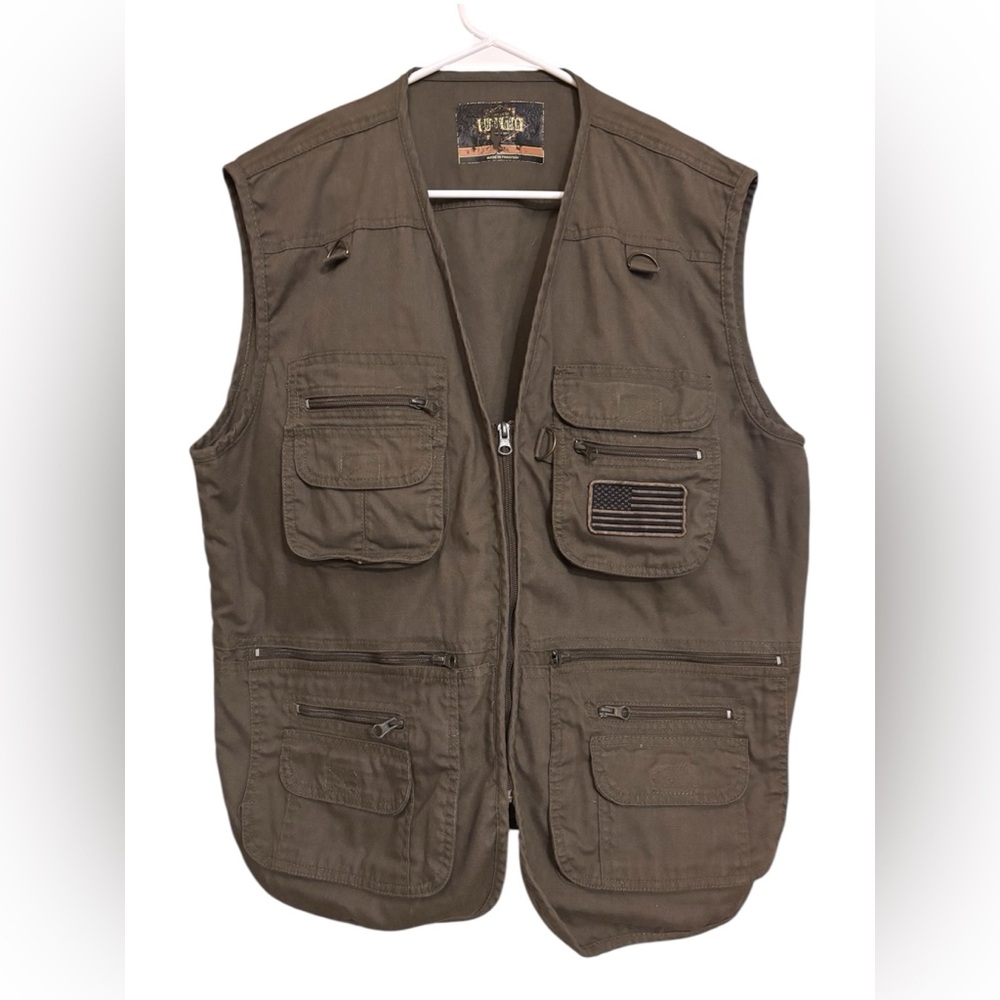Outdoorsman Men's Olive Green Guide Gear Tactical Full Zip Utility Vest | Size L